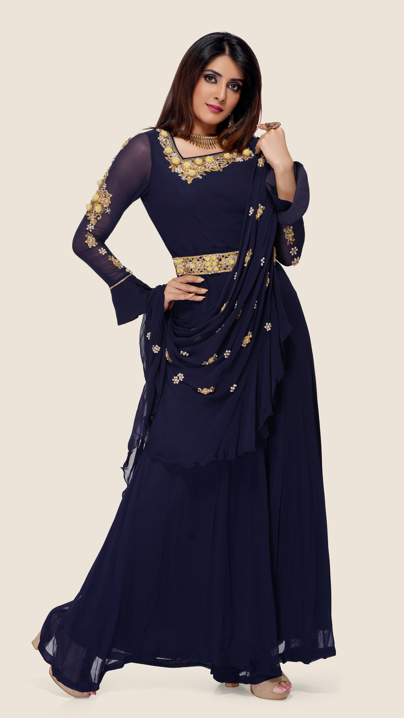 Indo Western Outfit - Buy Stylish Jumpsuit with a Pretty Drape & a Belt