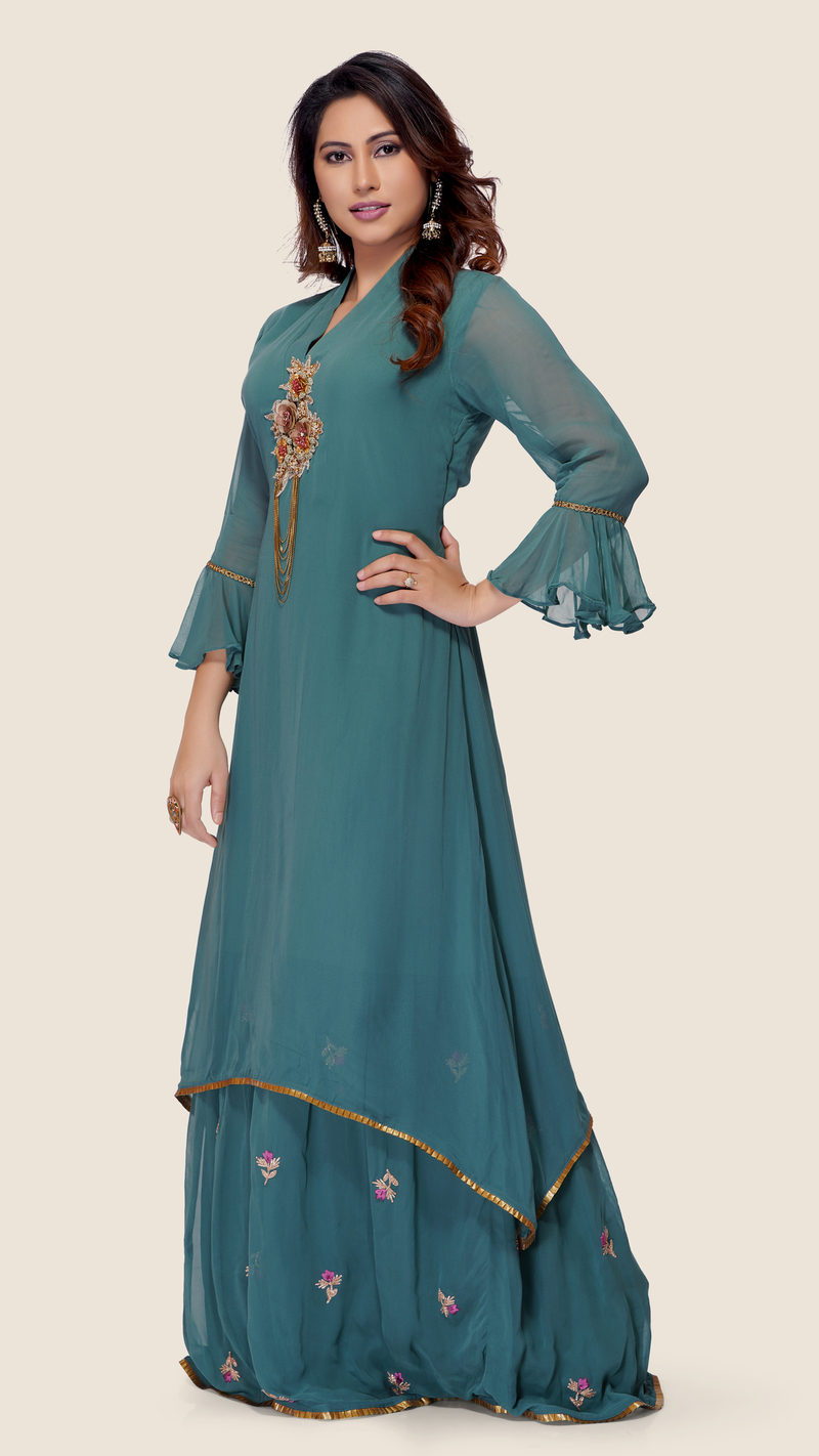 Women's Gown One Piece Maxi Long Dress for Girls Traditional Full Length  Anarkali Long Frock for