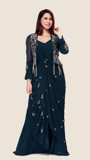 draped saree gown